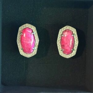 925 Sterling Silver and Pink Calcite Slab Stud Earrings NIB